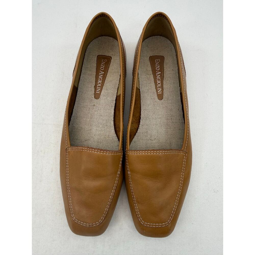 Enzo Angiolini‎ Tan Liberty Leather Square Toe Classic Loafers Size 8M